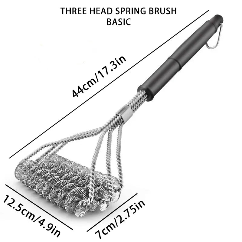 Kitchen Accessories BBQ Grill Barbecue Kit Cleaning Brush Stainless Steel Cooking Tools Wire Bristles Triangle Cleaning Brushes