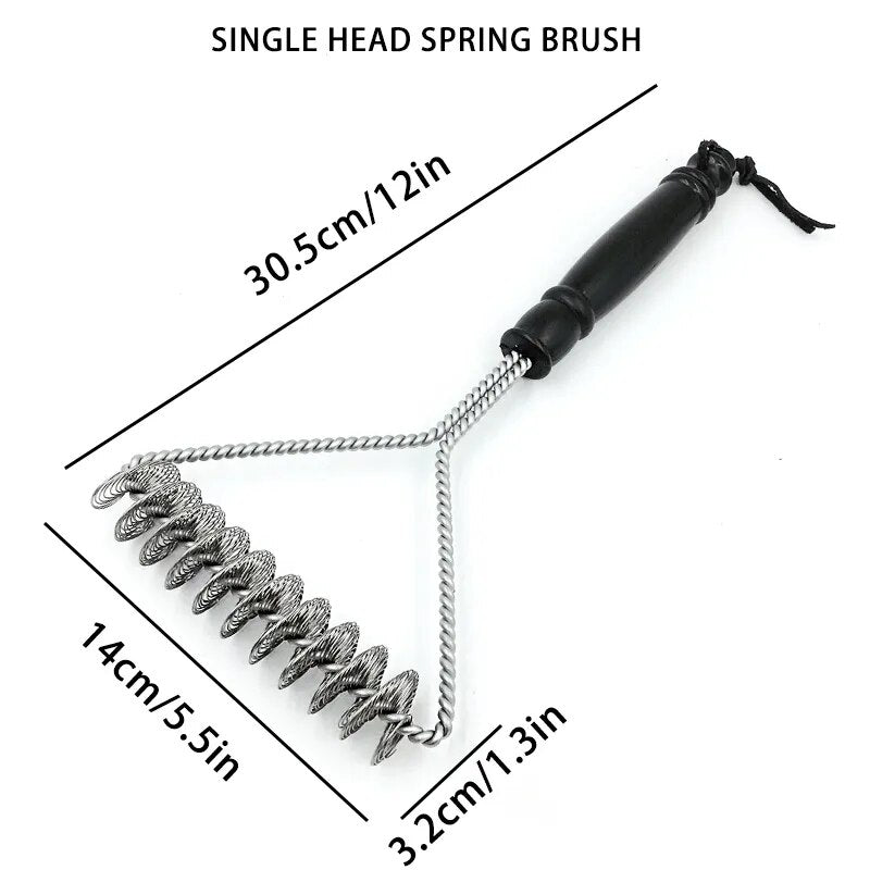 Kitchen Accessories BBQ Grill Barbecue Kit Cleaning Brush Stainless Steel Cooking Tools Wire Bristles Triangle Cleaning Brushes