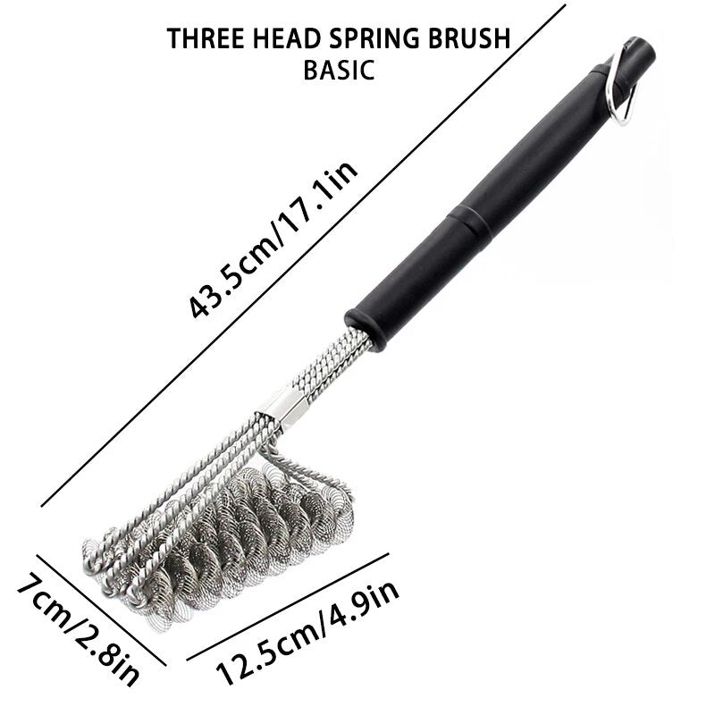 Kitchen Accessories BBQ Grill Barbecue Kit Cleaning Brush Stainless Steel Cooking Tools Wire Bristles Triangle Cleaning Brushes